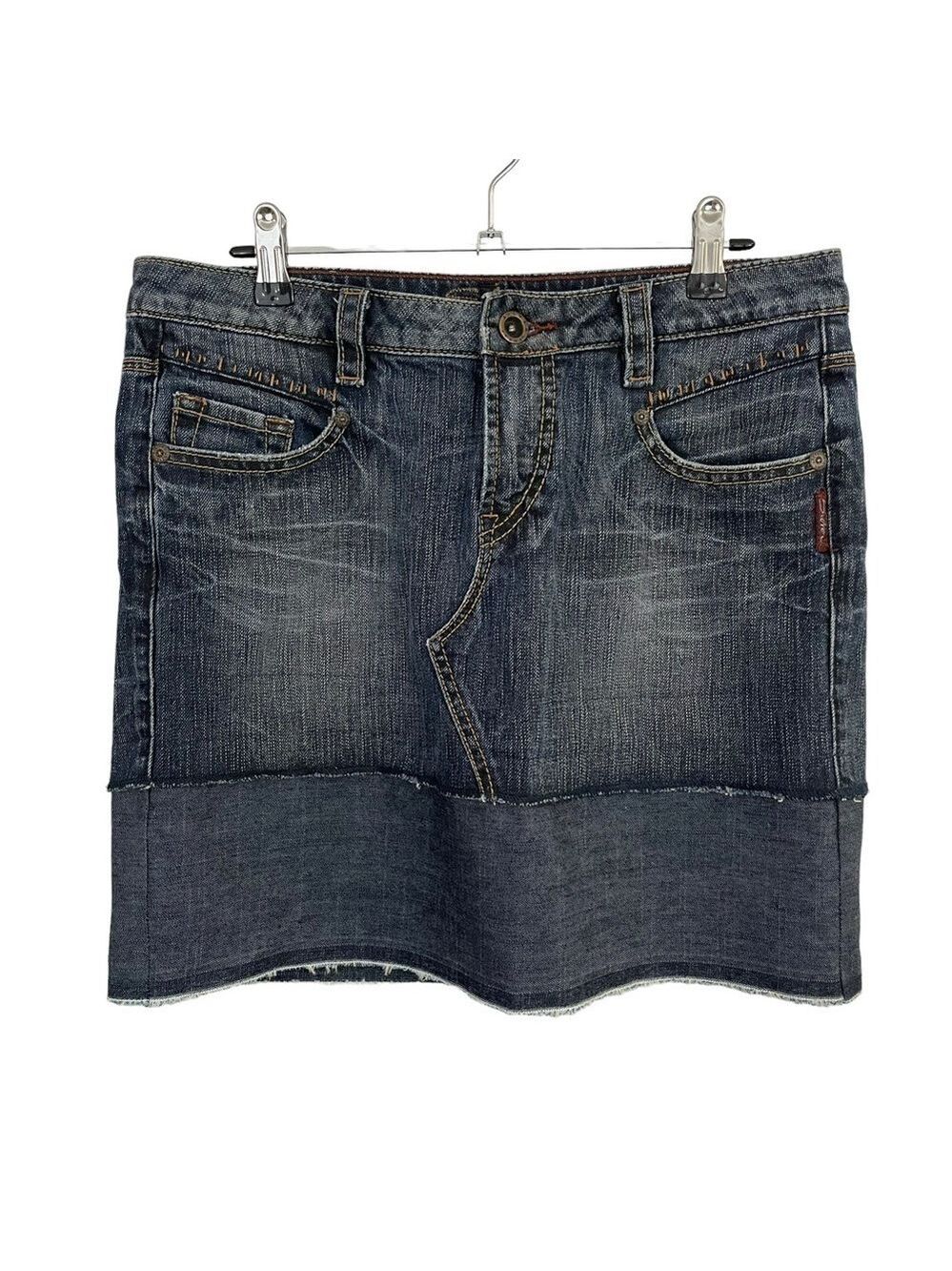 Silver Jeans Teja Jean Skirt Womens 29 Blue Jean Mini Patchwork Multimedia EUC
